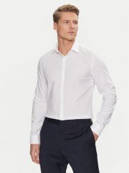 Calvin Klein Koszula Non Iron Tonal Strct Slim Shirt K10K113848 Biały Regular Fit. Białe koszule CALVIN KLEIN, m, bez wzorów, z bawełny, bez kołnierzyka, bez ramiączek. Za 219.99 zł.