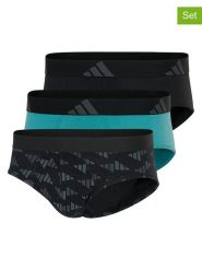Adidas Slipy (3 par) w kolorze turkusowym i czarnym rozmiar: L. Czarne slipki Adidas, l, bez wzorów. Za 74.28 zł.