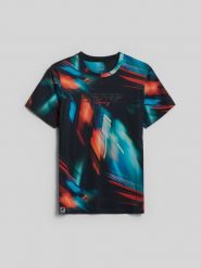 4F T-shirt regular z nadrukiem męski - multikolor S. T-shirty 4F, m, bez wzorów, z bawełny, bez kołnierzyka, bez ramiączek. Za 99.99 zł.