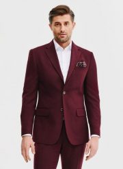 PAKO LORENTE – Marynarka garniturowa w kolorze bordowym. Czerwone garnitury Pako Lorente, na co dzień, m, bez wzorów, z elastanu, casualowe. Za 649.99 zł.