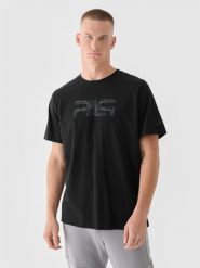 4F T-shirt oversize męski 4F x Robert Lewandowski - czarny L. Czarne t-shirty 4F, l, bez wzorów, z bawełny, bez kołnierzyka, bez ramiączek. W wyprzedaży za 59.99 zł.