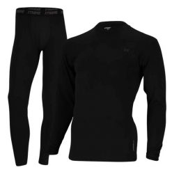 Zestaw Termoaktywny Męski - Koszulka + Legginsy - Czarny. Czarne bielizna termoaktywna Xtreme, m, bez wzorów, z elastanu, do biegania. Za 221.30 zł.