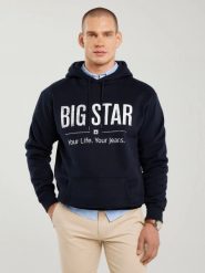 Bluza męska z kapturem z logo BIG STAR granatowa Ashlyno 403. Niebieskie bluzy BIG STAR, l, z aplikacjami, z dzianiny, z kapturem. W wyprzedaży za 229.99 zł.