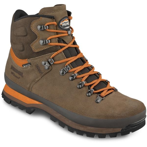 Buty trekkingowe męskie MEINDL Ferwall MFS z membraną Gore-Tex. Brązowe buty turystyczne MEINDL, bez wzorów, z gore-texu, bez zapięcia, trekkingowe, gore-tex. Za 1,349.90 zł.