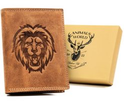 Portfel skórzany Always Wild N4-CHM-LION brązowy. Brązowe portfele Always Wild, bez wzorów, z nubiku. Za 50.00 zł.