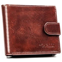 Brązowy portfel męski ze skóry ekologicznej zapinany na zatrzask - 4U Cavaldi. Brązowe portfele 4U Cavaldi, bez wzorów, ze skóry ekologicznej. Za 24.99 zł.