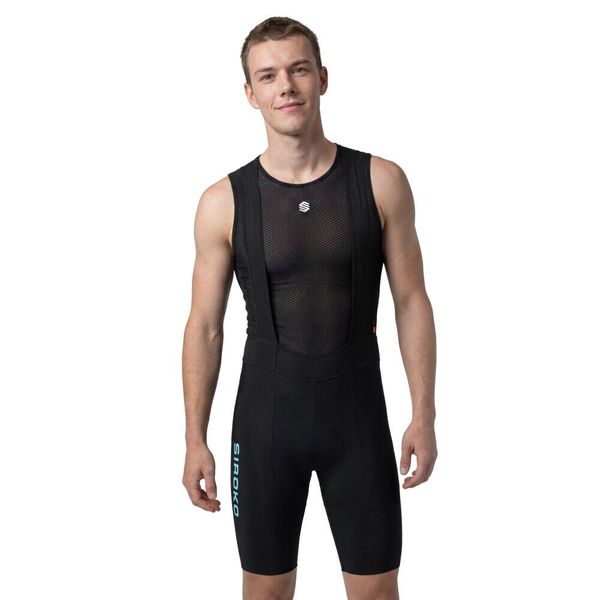 Męskie spodenki rowerowe z szelkami Siroko BX Neon Riders Black. Czarne spodenki rowerowe SIROKO, l, bez wzorów, z materiału, rowerowe. Za 380.00 zł.