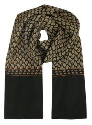 Męski Szalik Elegancki Miękki, Dwustronny, Śliski - ALTIES - Czarny w Beżowy Wzór. Brązowe szaliki Alties, bez wzorów, z materiału. Za 55.00 zł.