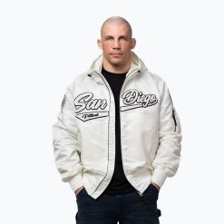 Kurtka męska Pitbull Aero Flight Hooded. Białe kurtki PITBULL, l, bez wzorów, z materiału, bez kaptura. Za 389.99 zł.
