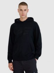 4F Bluza dresowa nierozpinana z kapturem męska - czarna L. Czarne bluzy z kapturem 4F, l, bez wzorów, z bawełny, z kapturem. W wyprzedaży za 89.99 zł.