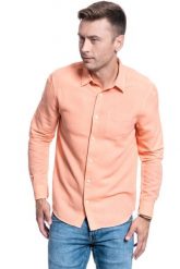 KOSZULA MĘSKA WRANGLER LS 1 PKT SHIRT MELON ORANGE W5A9LOA04 112130086. Pomarańczowe koszule Wrangler, m, bez wzorów, bez kołnierzyka, bez ramiączek. Za 129.99 zł.