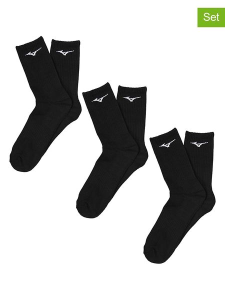 Mizuno Skarpety sportowe (3 pary) w kolorze czarnym rozmiar: L. Czarne skarpetki sportowe Mizuno, bez wzorów, z materiału. Za 135.17 zł.