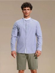 Bawełniana koszula slim fit - szary. Szare koszule Sinsay, l, bez wzorów, z bawełny, bez kołnierzyka, bez ramiączek. Za 49.99 zł.