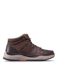 Skechers Trzewiki Voren 66199/BRN Brązowy. Brązowe botki sznurowane Skechers, bez wzorów, ze skóry, bez obcasa, bez zapięcia. Za 399.99 zł.