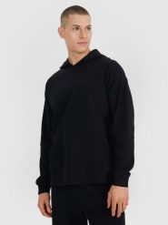 4F Bluza dresowa nierozpinana z kapturem męska - czarna M. Czarne bluzy 4F, m, z aplikacjami, z bawełny, z kapturem. W wyprzedaży za 99.99 zł.
