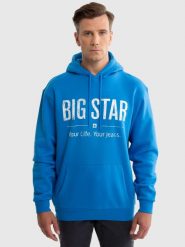 Bluza męska z kapturem z logo BIG STAR niebieska Ashlyno 401. Niebieskie bluzy BIG STAR, l, bez wzorów, z bawełny, z kapturem. W wyprzedaży za 199.99 zł.