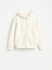 Rozpinana bluza z kapturem - złamana biel. Bluzy z kapturem Reserved, l, bez wzorów, z bawełny, z kapturem. Za 149.99 zł.