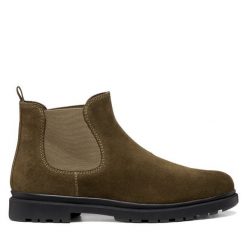 Sztyblety Geox. Zielone botki sznurowane Geox, bez wzorów, bez obcasa, bez zapięcia. Za 499.99 zł.