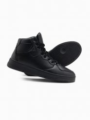 Męskie ocieplane buty sneakersy z wysoką cholewką – czarne V6 OM-FOSH-0139 - 45. Czarne buty sportowe casual Ombre Clothing, bez wzorów, z materiału, przed kolano, bez zapięcia. Za 249.99 zł.
