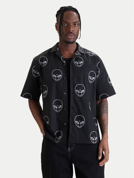 HUGO Koszula Eligino 50560698 Czarny Relaxed Fit. Czarne koszule Hugo, m, bez wzorów, z bawełny, bez kołnierzyka, bez ramiączek. Za 379.99 zł.