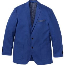 Marynarka z materiału z lnem, Regular Fit bonprix niebieski. Niebieskie garnitury marki bonprix. Za 139.99 zł.