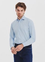 PAKO LORENTE - Jasnoniebieska koszula jeansowa. Koszule Pako Lorente, l, bez wzorów, z bawełny, bez kołnierzyka, bez ramiączek. Za 199.99 zł.