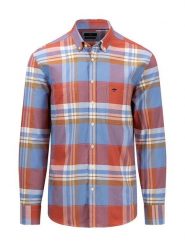 FYNCH-HATTON Koszula - Regular fit - w kolorze błękitno-czerwonym rozmiar: S. Czerwone koszule Fynch-Hatton, s, bez wzorów, z bawełny, bez kołnierzyka, bez ramiączek. Za 108.99 zł.