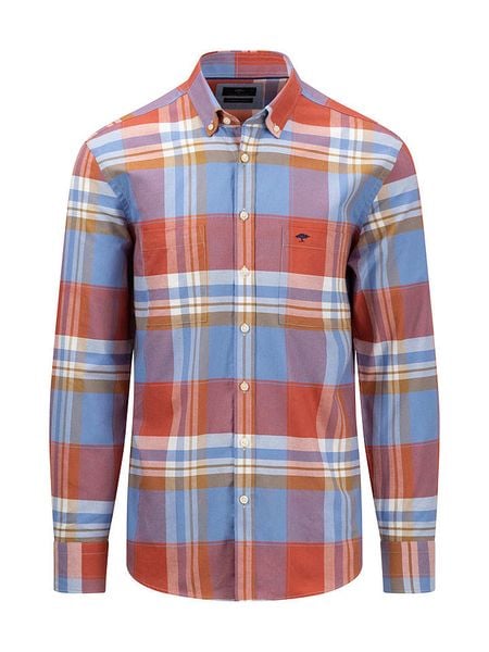 FYNCH-HATTON Koszula - Regular fit - w kolorze błękitno-czerwonym rozmiar: S. Czerwone koszule Fynch-Hatton, s, bez wzorów, z bawełny, bez kołnierzyka, bez ramiączek. Za 108.99 zł.