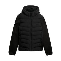 Kurtka z kapturem Superdry Storm Knit. Czarne kurtki Superdry, l, z aplikacjami, z dżerseju, z kapturem. Za 752.99 zł.