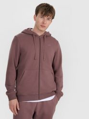 4F Bluza dresowa rozpinana z kapturem męska - brązowa M. Brązowe bluzy 4F, m, bez wzorów, z bawełny, z kapturem. Za 99.99 zł.