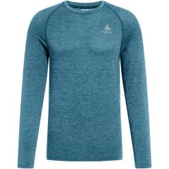 Koszulka z długim rękawem do biegania męska Odlo ESSENTIAL SEAMLESS. Niebieskie bluzki z długim rękawem ODLO, l, bez wzorów, z poliesteru, bez kołnierzyka, bez ramiączek. Za 237.95 zł.