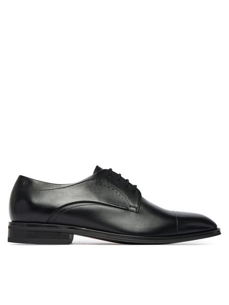 BOSS Półbuty Derrek 50565633 Czarny. Czarne eleganckie półbuty Boss, bez wzorów, ze skóry, bez obcasa, bez zapięcia. Za 1,489.00 zł.