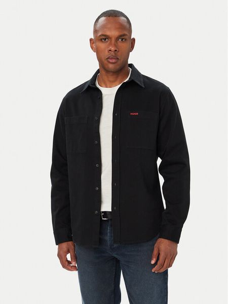 HUGO Koszula Egrin 50566885 Czarny Regular Fit. Czarne koszule Hugo, l, bez wzorów, z bawełny, bez kołnierzyka, bez ramiączek. Za 449.99 zł.