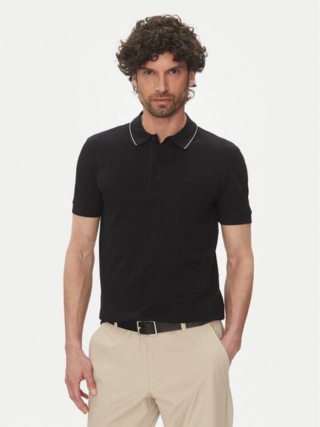 BOSS Polo Paule 4 50506195 Czarny Slim Fit. Czarne koszulki polo Boss, m, bez wzorów, z bawełny, bez kołnierzyka, bez ramiączek. Za 279.99 zł.
