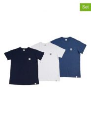 The Time of Bocha Koszulki (3 szt.) w kolorze niebieskim, granatowym i białym rozmiar: XXL. Białe bezrękawniki The Time of Bocha, xxl, bez wzorów, z bawełny, bez kołnierzyka, bez ramiączek. Za 126.99 zł.