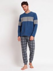 Admas Piżama w kolorze niebiesko-szarym rozmiar: L. Niebieskie piżamy admas, l, bez wzorów, z bawełny, bez ramiączek. Za 148.95 zł.