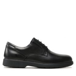 Półbuty Geox. Czarne eleganckie półbuty Geox, bez wzorów, bez obcasa, bez zapięcia. Za 579.99 zł.
