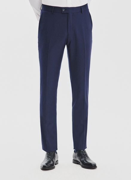 PAKO LORENTE – Granatowe spodnie garniturowe z wełną. Eleganckie spodnie Pako Lorente, do pracy, bez wzorów, z poliesteru. Za 549.99 zł.