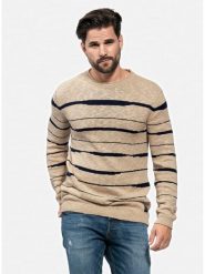 KEY LARGO Sweter "Sector" w kolorze beżowo-czarnym rozmiar: XL. Brązowe swetry nierozpinane Key Largo, xl, bez wzorów, z bawełny, bez kołnierzyka, bez ramiączek. Za 124.45 zł.