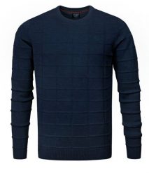Męski Sweter Pako Jeans - Tłoczona Struktura Materiału - Granatowy. Niebieskie swetry rozpinane Pako Jeans, l, bez wzorów, z bawełny, bez kołnierzyka, bez ramiączek. Za 169.00 zł.