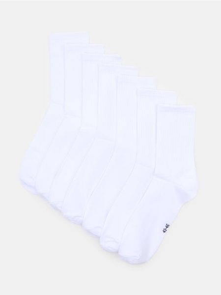 Długie skarpetki OEKO-TEX 7 pack - biały. Białe skarpety Sinsay, bez wzorów. Za 22.99 zł.