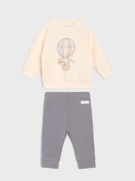 Bawełniany komplet: bluza i legginsy - wielobarwny. Bluzy bez kaptura Sinsay, l, bez wzorów, z bawełny, bez kaptura. Za 25.99 zł.
