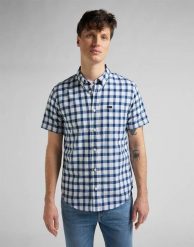 LEE BUTTON DOWN SS MĘSKA KOSZULA W KRATĘ KRÓTKI RĘKAW WASHED BLUE L886OFLR 112145648. Niebieskie koszule Lee, l, bez wzorów, bez kołnierzyka, bez ramiączek. Za 119.99 zł.
