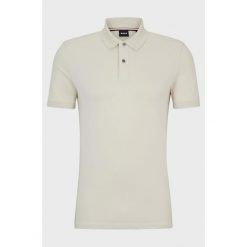 Koszulka Polo męska BOSS Pallas Open White regular fit beżowa (50468301-131). Białe t-shirty sportowe Boss, bez wzorów, bez ramiączek. Za 249.00 zł.