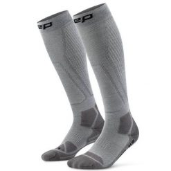 Wysokie skarpety hikingowe kompresyjne dla mężczyzn z lekką amortyzacją CEP. Szare odzież kompresyjna CEP, bez wzorów, z elastanu. Za 209.00 zł.