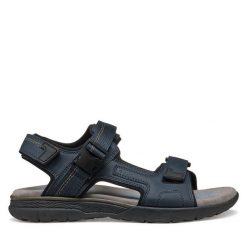 Sandały Geox. Niebieskie sandały Geox, bez zapięcia. Za 259.99 zł.