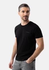 T-shirt z printem TM-ANGLE. Czarne t-shirty Volcano, m, bez wzorów, z bawełny, bez kołnierzyka, bez ramiączek. Za 69.99 zł.