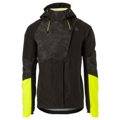 Męska kurtka przeciwdeszczowa rowerowa Hi-vis odblaskowa czarna. Czarne kurtki AGU, l, bez wzorów, z materiału, bez kaptura. Za 882.95 zł.