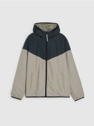 Lekka kurtka wiatrówka z kapturem - beżowy. Brązowe kurtki Sinsay, l, bez wzorów, z kapturem. Za 59.99 zł.