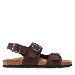 Sandały Geox. Brązowe sandały Geox, bez zapięcia. Za 249.99 zł.